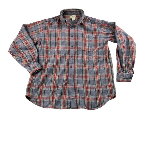 LL Bean Mens Light Weight Button Down Flannel Shirt Outdoor - Picture 1 of 7